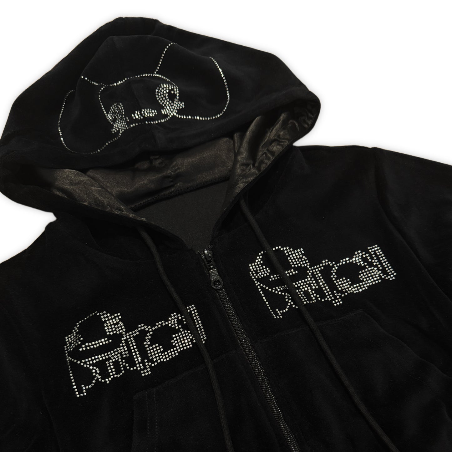 1/1 black pinpon velour suit